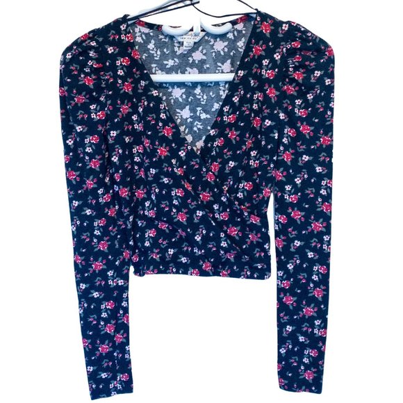 3/$30 ♥ Miss Selfridge Floral Print Wrap Cropped Top Size 4/XS/S - Picture 1 of 4